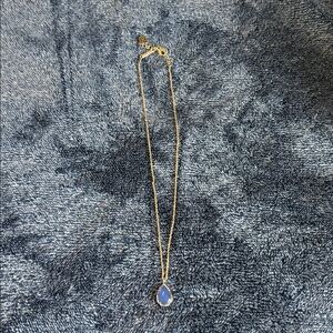 Gold Necklace with Blue Pendant